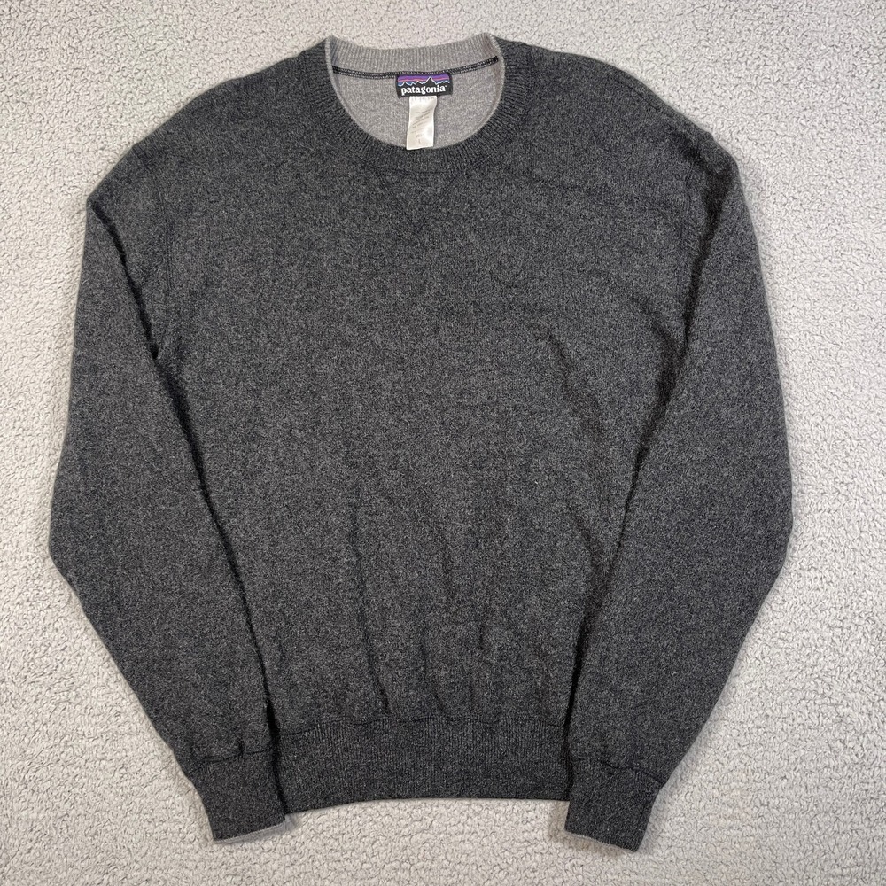 Patagonia Cashmere Wool Crewneck Sweater Mens L Gray Outdoors Tech Ultrasoft